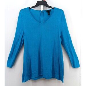 Lane Bryant Blouse Womens Size 14/16 Teal Blue Long Sleeve V Neck Knit Top